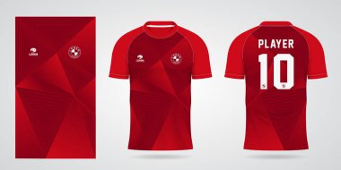 kırmızı spor gömlek forma tasarım şablonu