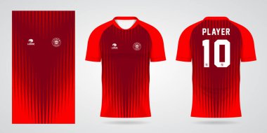 kırmızı spor gömlek forma tasarım şablonu