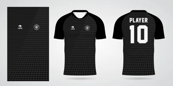 Black Sports Jersey Template Team Uniforms Soccer Shirt Design — Stock Vector