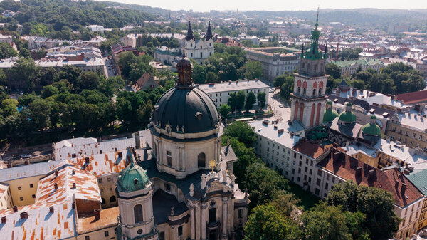 Top view over the city. Beautiful view of the city