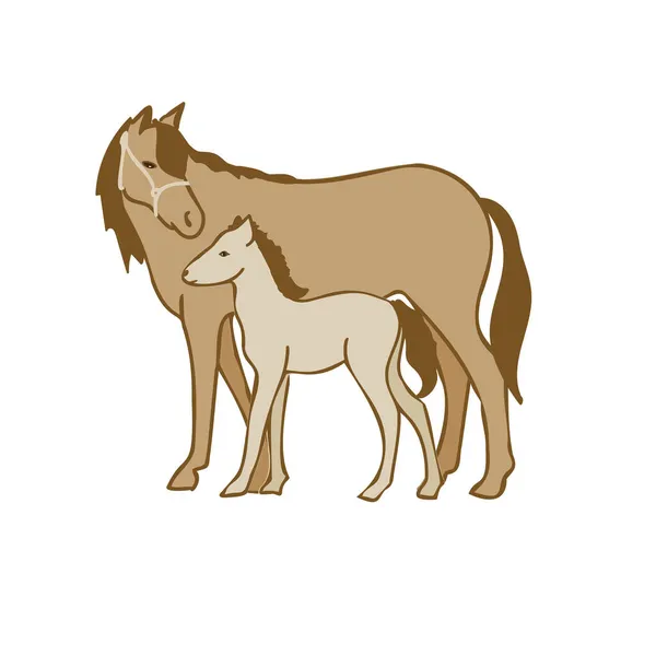 Koně s hříbě — Stockový vektor