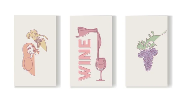 Um conjunto de cartazes de uva —  Vetores de Stock