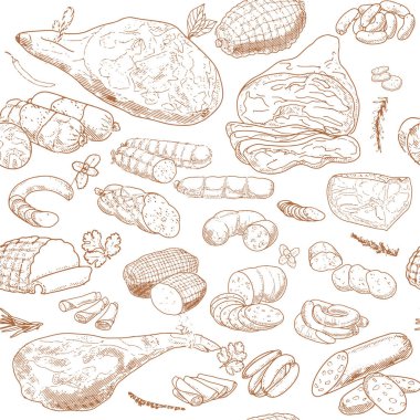 Et ürünleri ve sosis deseni