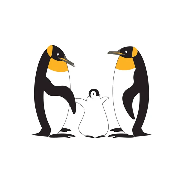 Una familia de pingüinos reales — Vector de stock