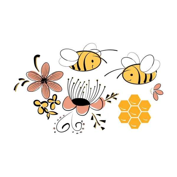 黄色的卡通蜜蜂 — 图库矢量图片