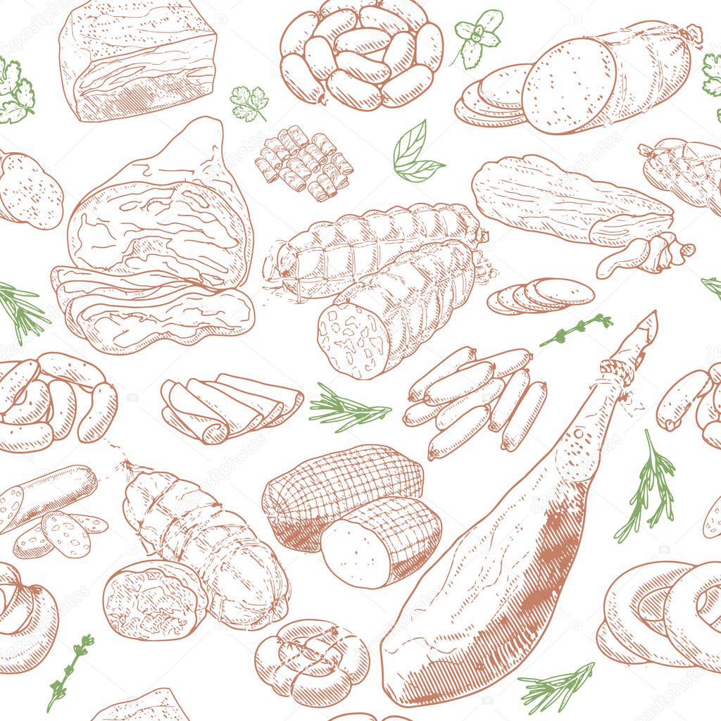 Meat products and sausages pattern