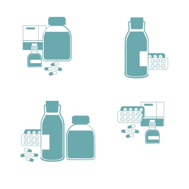 Tıbbi sıvı şişeler, haplar
