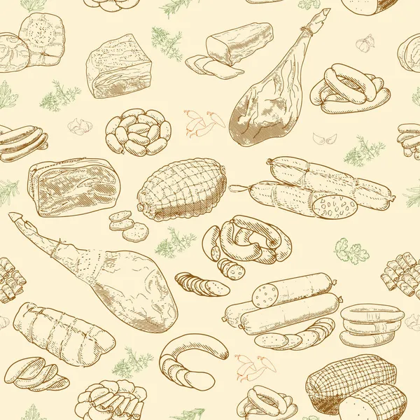 Modèle de produits de viande et de saucisses — Image vectorielle