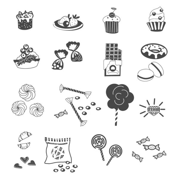 Ensemble d'icône de barre de bonbons — Image vectorielle