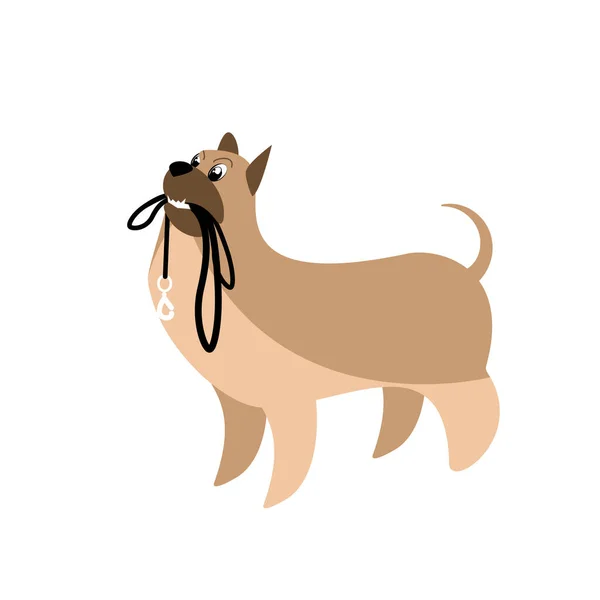 A dog with a leash — Stock Vector