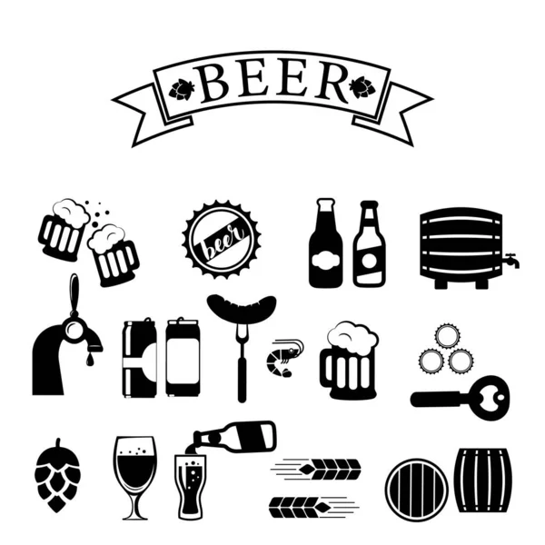 Un set di icone della birra — Vettoriale Stock