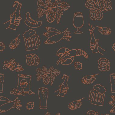 Tahtaya tebeşirle çizilmiş bira ve atıştırmalık simgeleri.