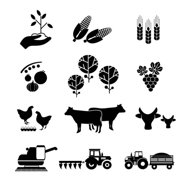 Agriculture, icônes agricoles — Image vectorielle