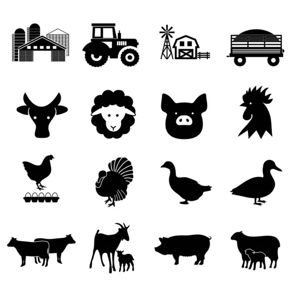 Zemědělství, zemědělské ikony — Stockový vektor