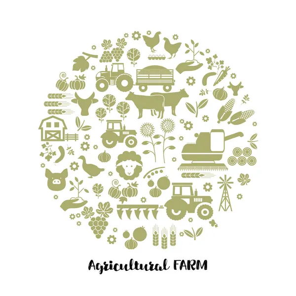 Agricultura, iconos agrícolas — Vector de stock