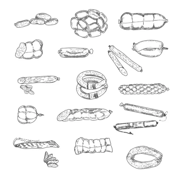 Produits de saucisses et de saucisses — Image vectorielle