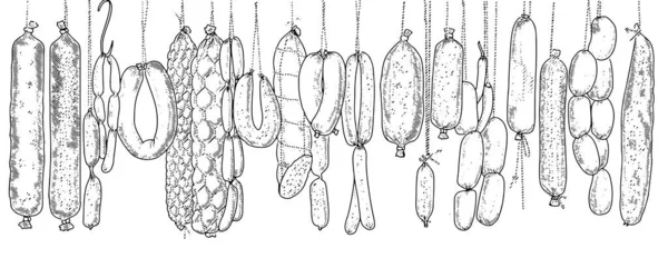 Сосиски и колбасные изделия — стоковый вектор