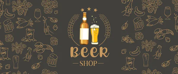 Bira ve yiyecek ikonları, bira amblemi. — Stok Vektör