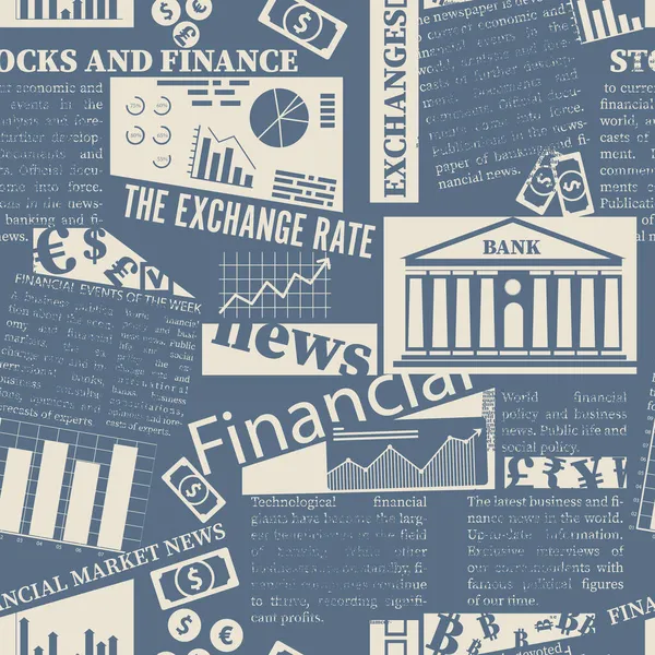 Бесшовный рисунок из финансовой газеты — стоковый вектор