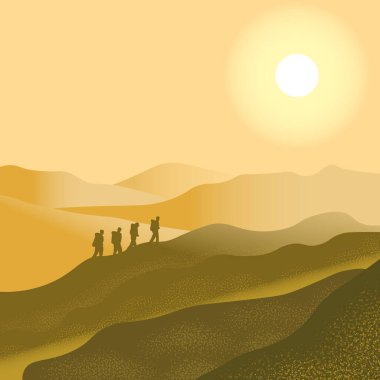 Dağlarda bir grup turist