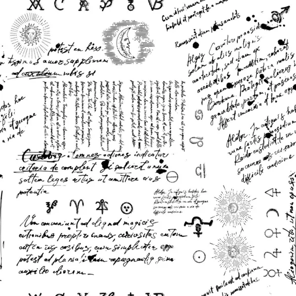 Шаблон с эзотерической рукописью — стоковый вектор