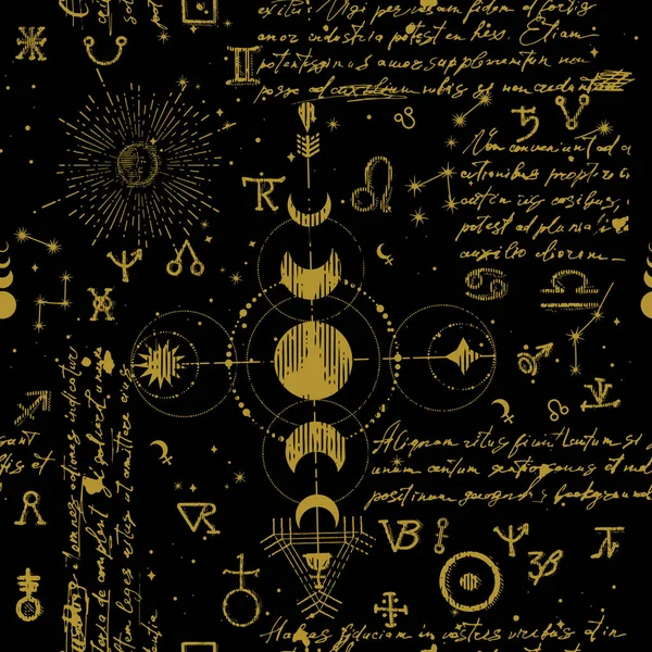 Ein Muster mit esoterischem Manuskript — Stockvektor
