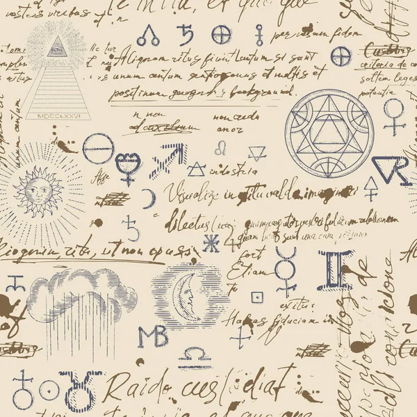 Un patrón con un manuscrito esotérico — Vector de stock