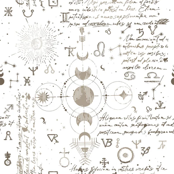Um padrão com um manuscrito esotérico — Vetor de Stock