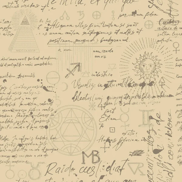 A pattern with an esoteric manuscript — 图库矢量图片