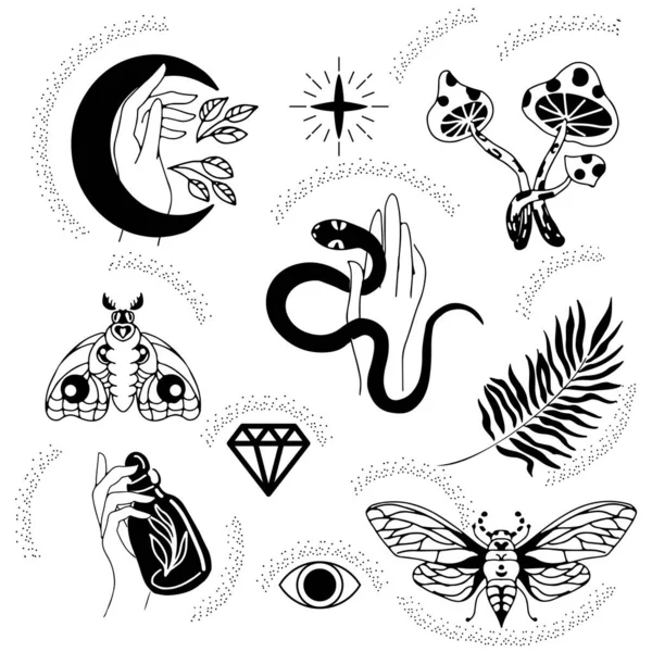 Un conjunto de símbolos rituales mágicos — Archivo Imágenes Vectoriales