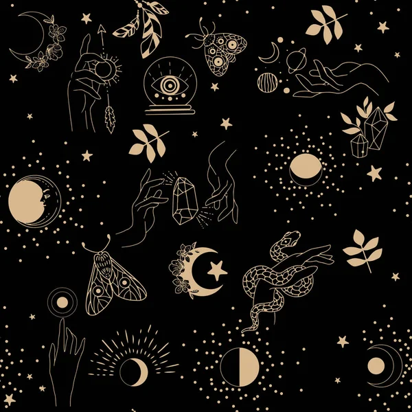 Seamless pattern of magic attributes