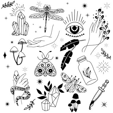 A set of magical ritual symbols