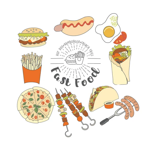A collection of fast food — Stockvektor