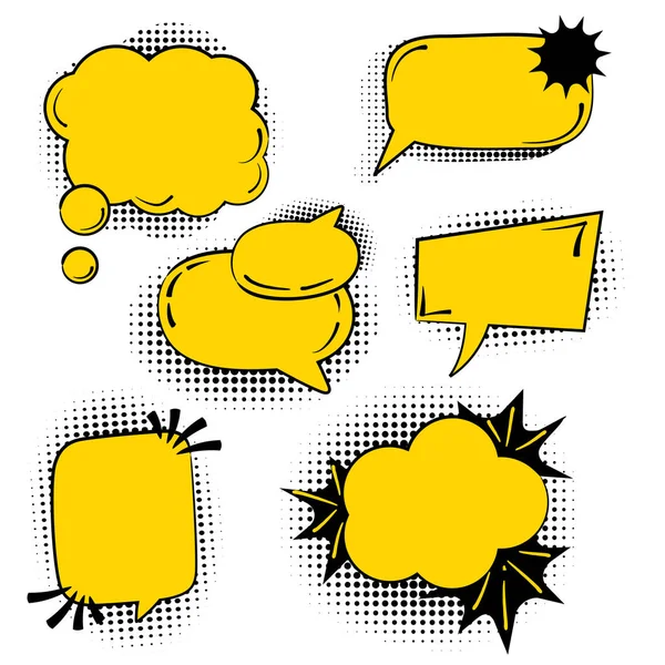Collection of speech bubbles with halftone shadow pop art — Stock Vector