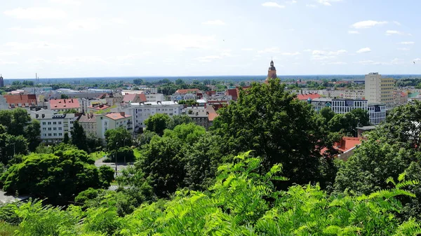 Gorzw Wielkopolski şehri panoraması şehir tepesi perspektifinden