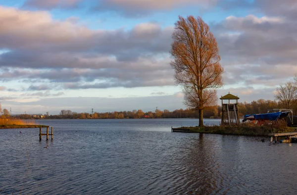 Vue Sur Lac Récréatif Gaasperplas Sud Est Amsterdam Coucher Soleil — Photo