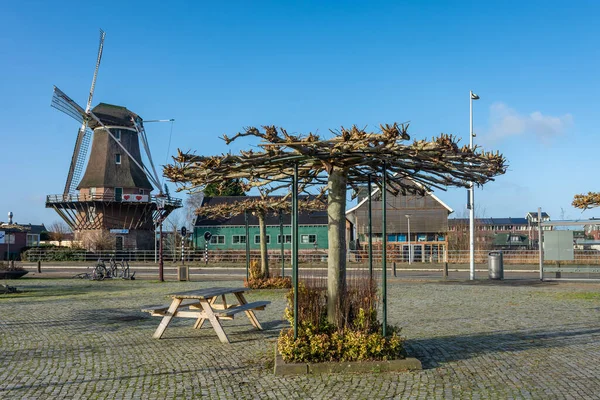 Historische Molen Van Sloten Aan Rand Van Amsterdam Provincie Noord — Stockfoto
