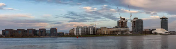 Ámsterdam Holanda Septentrional Países Bajos 2022 Panorama Ámsterdam Atardecer Con —  Fotos de Stock