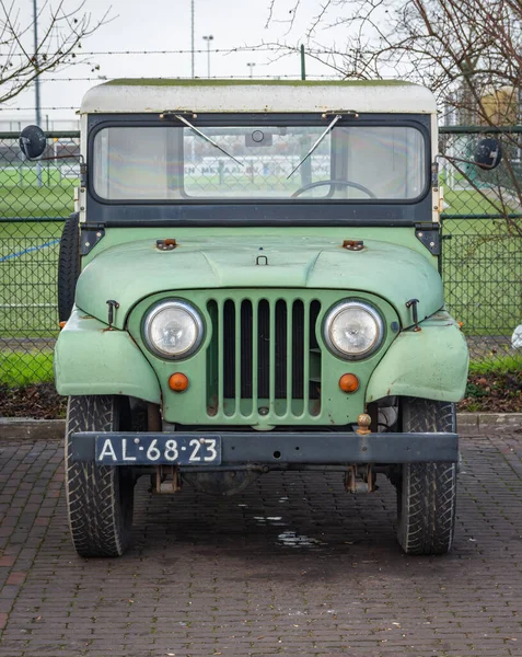 Bunschoten Spakenburg Provinz Utrecht Niederlande 2022 Frontansicht Eines Grünen Jeep — Stockfoto