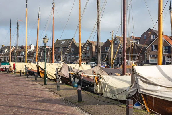 Régi Kikötő Horgonyzott Halászati Szabadidős Hajók Holland Falu Spakenburg — Stock Fotó