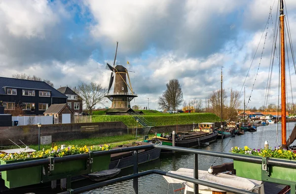 Moulin Vent Historique Hollandais Nommé Nooit Volmaakt Dans Ville Gorinchem — Photo