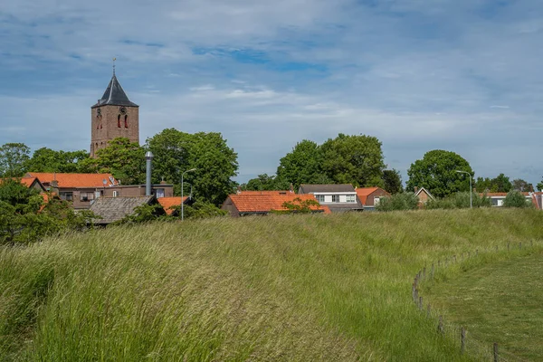 Igreja Aldeia Holandesa Oost Souburg Província Zelândia Vista Antiga Muralha — Fotografia de Stock