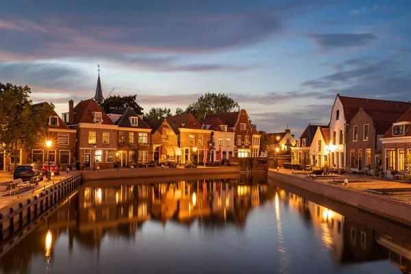 Holländisches Dorf Spaarndam Der Abenddämmerung Blick Auf Die Historischen Häuser — Stockfoto