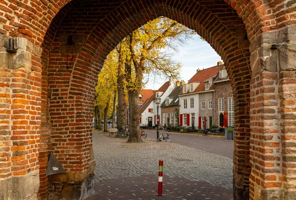 Nahlédněte Oblouku Vischpoortu Městské Brány Století Harderwijku Provincie Gelderland — Stock fotografie
