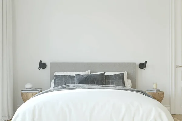 Kamar Tidur Modern Mockup Interior Render — Stok Foto