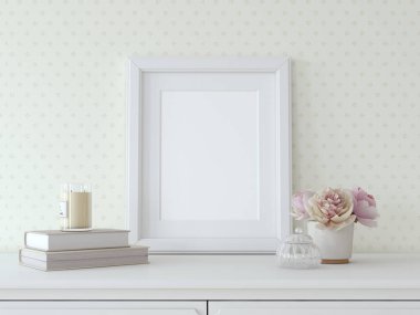 Çerçeve modeli. Beyaz dikey çerçevenin içi. 3d hazırlayıcı.