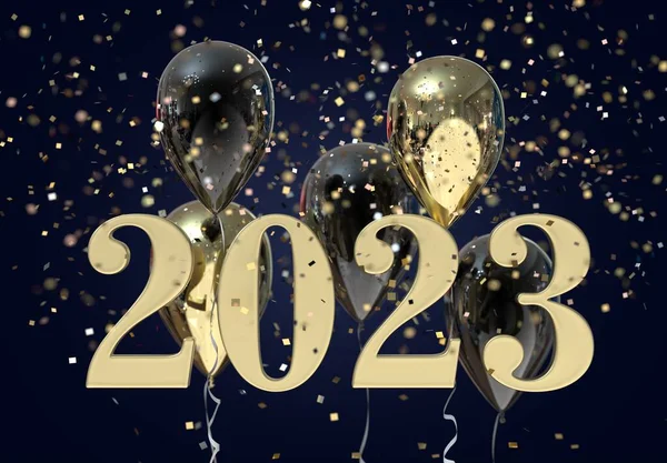 Újévi Confetti 2023 Illusztráció Renderelés — Stock Fotó