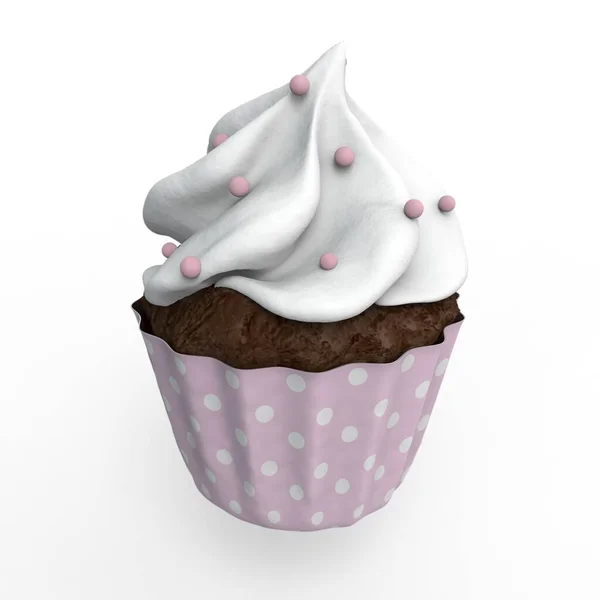 Pink Sweet Cupcake Illustration Rendering — Photo