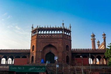 DELHI, INDIA - MARCH 09, 2022: Jama Masjid, Old town of Delhi, India.
