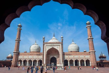 DELHI, INDIA - MARCH 09, 2022: Jama Masjid, Old town of Delhi, India.